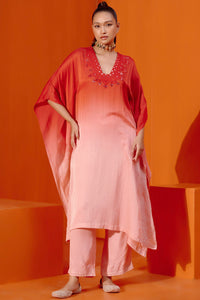 Red Ombre Kaftan Set