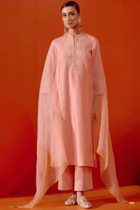Pink Silk Embroidered Kurta Set
