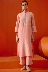 Pink Silk Embroidered Kurta Set
