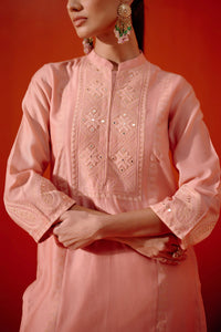 Pink Silk Embroidered Kurta Set
