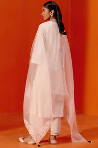 Ivory Silk Chanderi Patra Kurta Set