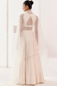 Ivory Embroidered Silk Chanderi Lehenga Set