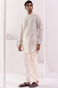 Ivory Embroidered Chanderi Kurta Set