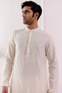 Ivory Embroidered Chanderi Kurta Set