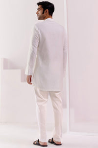 Ivory Silk Blend Pin Tucks Kurta Set