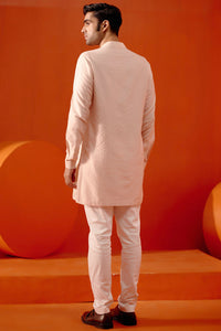 Blush Pink Silk Blend Pin Tucks Kurta Set