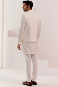 Ivory Kurta Set with Pin Tucks Bundi