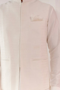 Ivory Kurta Set with Pin Tucks Bundi