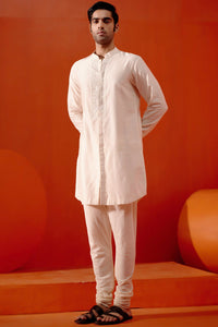 Ivory Self Embroidered Chanderi Kurta Set