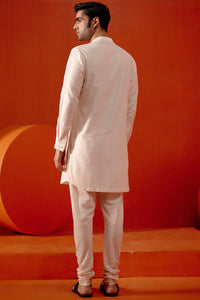 Ivory Self Embroidered Chanderi Kurta Set