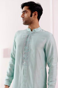 Aqua Self Embroidered Chanderi Kurta Set