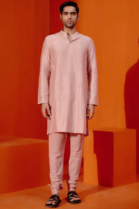Blush Pink Embroidered Chanderi Kurta Set