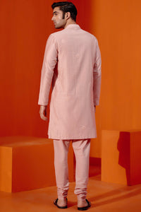 Blush Pink Embroidered Chanderi Kurta Set