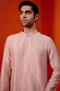 Blush Pink Embroidered Chanderi Kurta Set