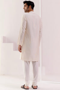 Ivory Self Embroidered Chanderi Kurta Set