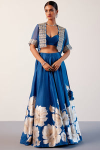 Royal Blue Jacket Lehenga Set