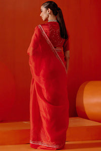 Red Dori Embroidered Organza Saree