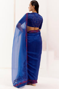 Royal Blue Dori Embroidered Organza Saree