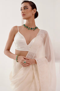 Ivory Dori Embroidered Silk Organza Saree