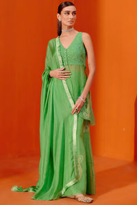 Green Dori Embroidered Sharara Set