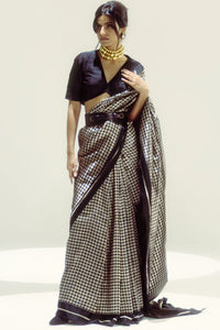 Black Small Houndstooth Zari Saree