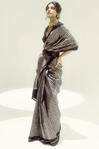 Black Small Houndstooth Zari Saree