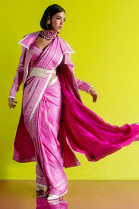 Pink Glen Plaid Saree