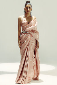 Old Rose Polka Glen Plaid Saree