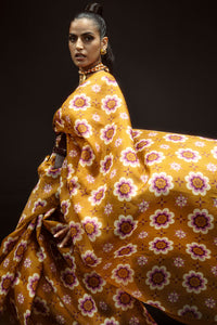 Retro Florals Ochre Saree