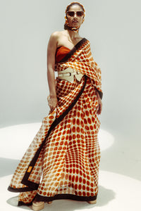 Groovy Ochre Vanilla Saree