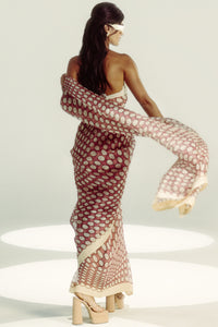 Groovy Polka Vanilla Saree