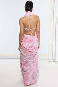 Handwoven Blush Pink Printed Saree