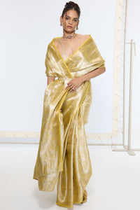 Handwoven Golden Ember Tissue Saree