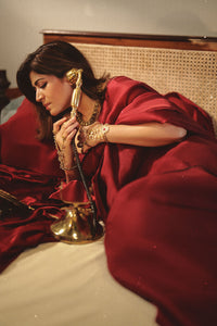 Handwoven Burgundy Rouge Silk Saree