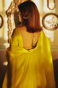 Handwoven Citrine Yellow Silk Saree