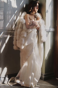 Handwoven Porcelain white Organza Saree