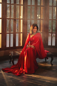 Handwoven Scarlet Silk Saree