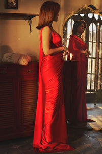 Handwoven Scarlet Silk Saree
