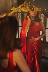 Handwoven Scarlet Silk Saree