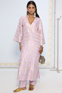 Handwoven Lavender Silk Kurta Set