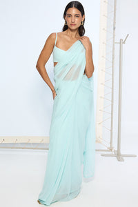 Ice Blue Movable Brooch Saree
