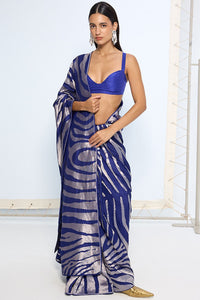 Handwoven Dark Blue Silk Saree