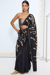 Handwoven Noir & Silver Silk Saree