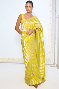 Handwoven Citrine Yellow Silk Saree