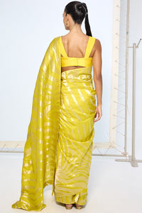 Handwoven Citrine Yellow Silk Saree
