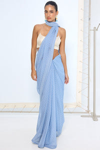 Blue Polka Dotted Saree