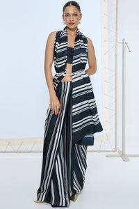 Black & White Stripe Saree