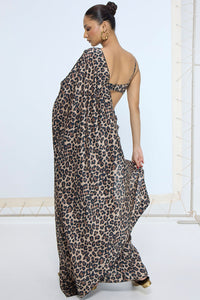 Cheetah Print Saree