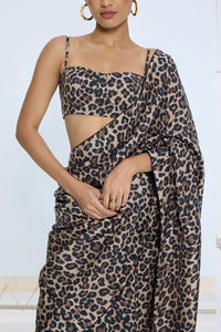 Cheetah Print Saree