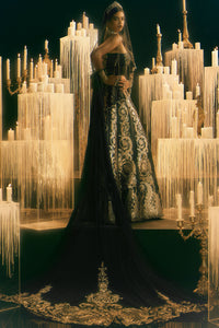 Forget Me Not Lehenga Black